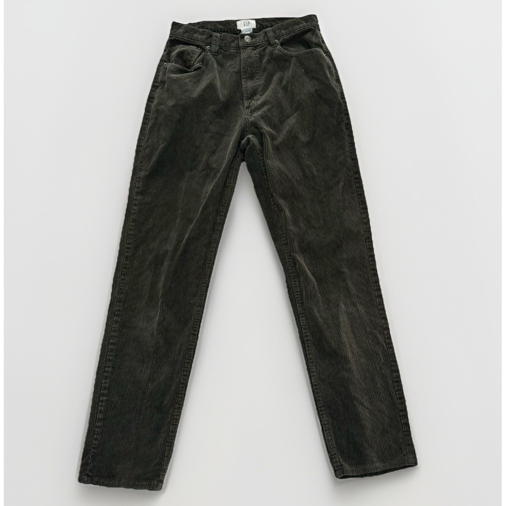 VTG GAP Women's‎ Slim High Rise Corduroy Pants Sz 10 Gray Green 90s Prep Grandpa